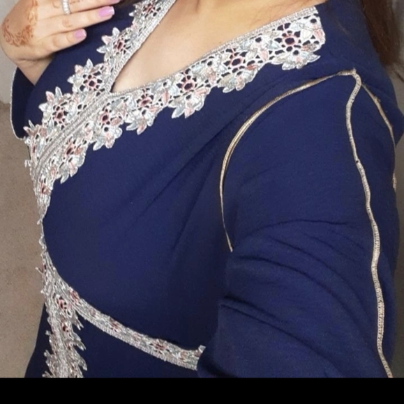 Moroccan Kaftan/Abaya vavy blue & silver ramadan - Picture 3 of 5